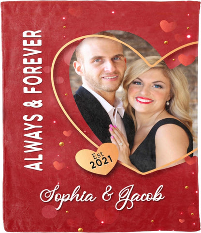 Couple's Photo Blanket! Perfect for Anniversaries, Birthdays, and Valentine's Day! Customize with Names, Dates, and Cherished Images. Proudly Made in the USA, Crafted with Lightweight Fleece for Cozy Comfort