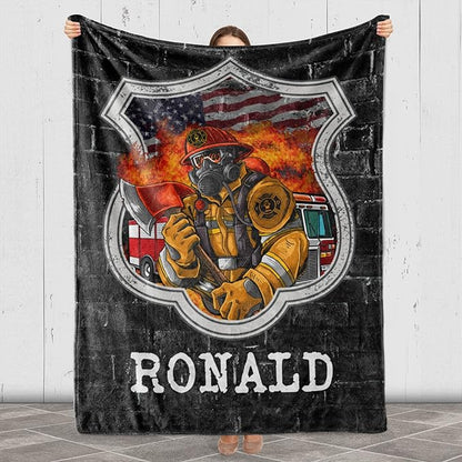 Customized Firefighter Blankets: Personalize with Name, Ideal for Firefighters' Gifts, Birthdays, Christmas, Thanksgiving - Top-Quality, Luxuriously Soft, and Cozy