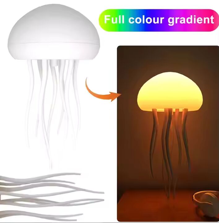 Color Changing Jellyfish LED Lamp, USB Rechargeable, Modern ABS Voice Control