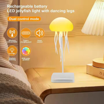 Color Changing Jellyfish LED Lamp, USB Rechargeable, Modern ABS Voice Control