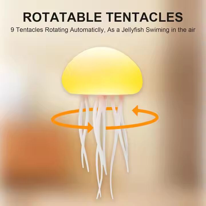 Color Changing Jellyfish LED Lamp, USB Rechargeable, Modern ABS Voice Control