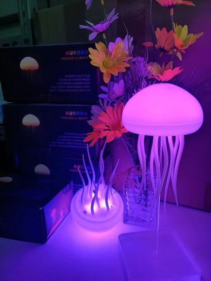 Color Changing Jellyfish LED Lamp, USB Rechargeable, Modern ABS Voice Control