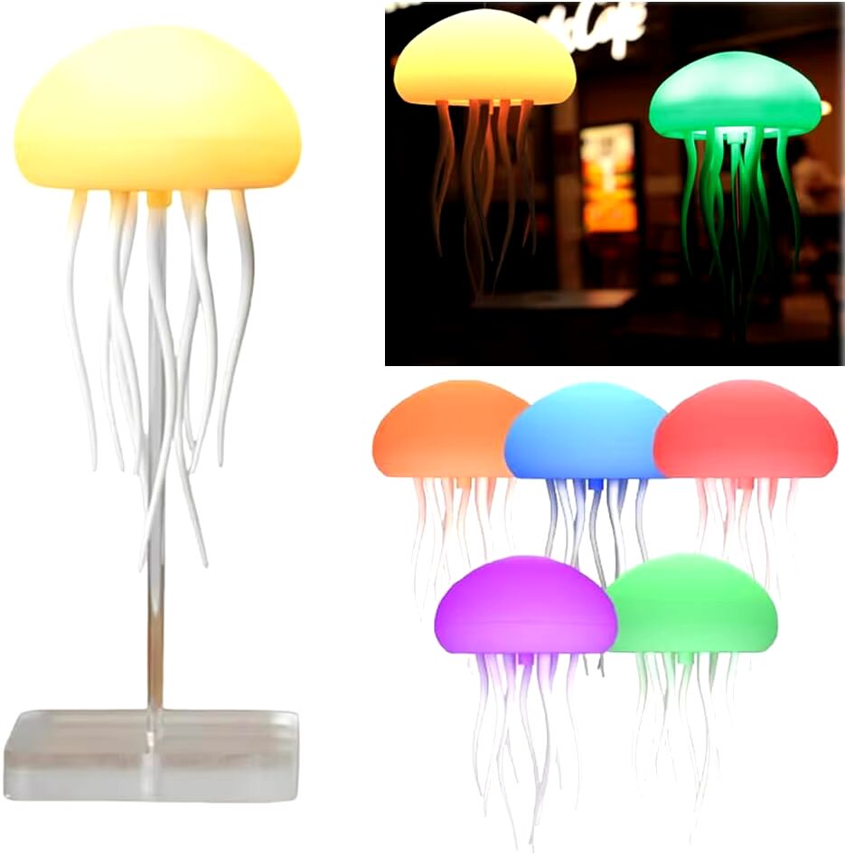 Color Changing Jellyfish LED Lamp, USB Rechargeable, Modern ABS Voice Control