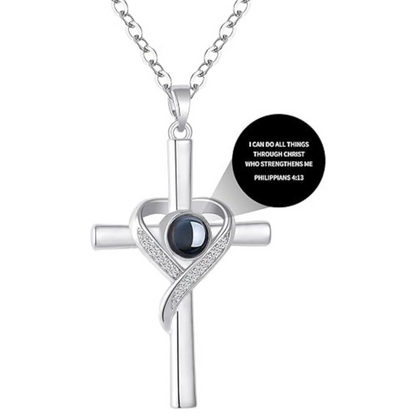 Cross Necklace with Bible Verse for Women Projection Necklace