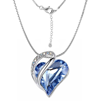 Birthstone Heart Necklace for Women - Elegant Sterling Silver Infinity Love Pendant, Ideal for Birthday, Anniversary, Valentine's Day - Includes Gift Box, 18" Chain