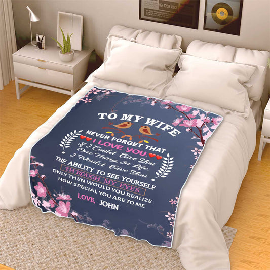 Premium "I Love My Wife Personalized Blanket