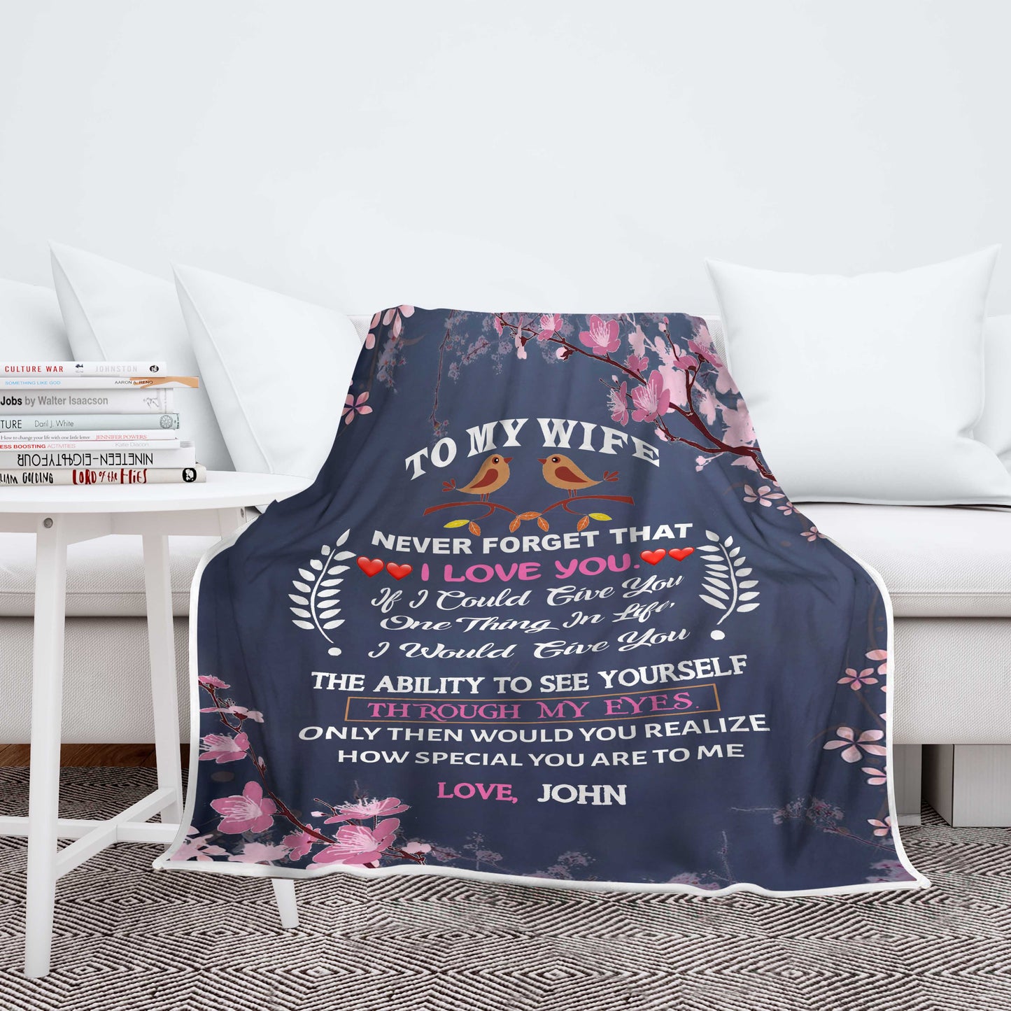 Premium "I Love My Wife Personalized Blanket