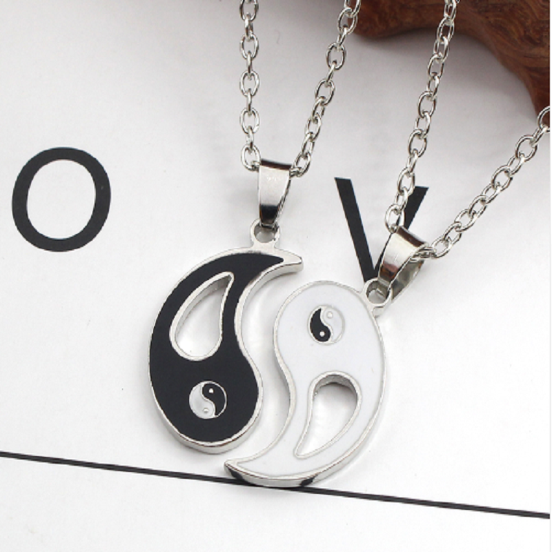 Yin Yang Black & White Couple Necklace