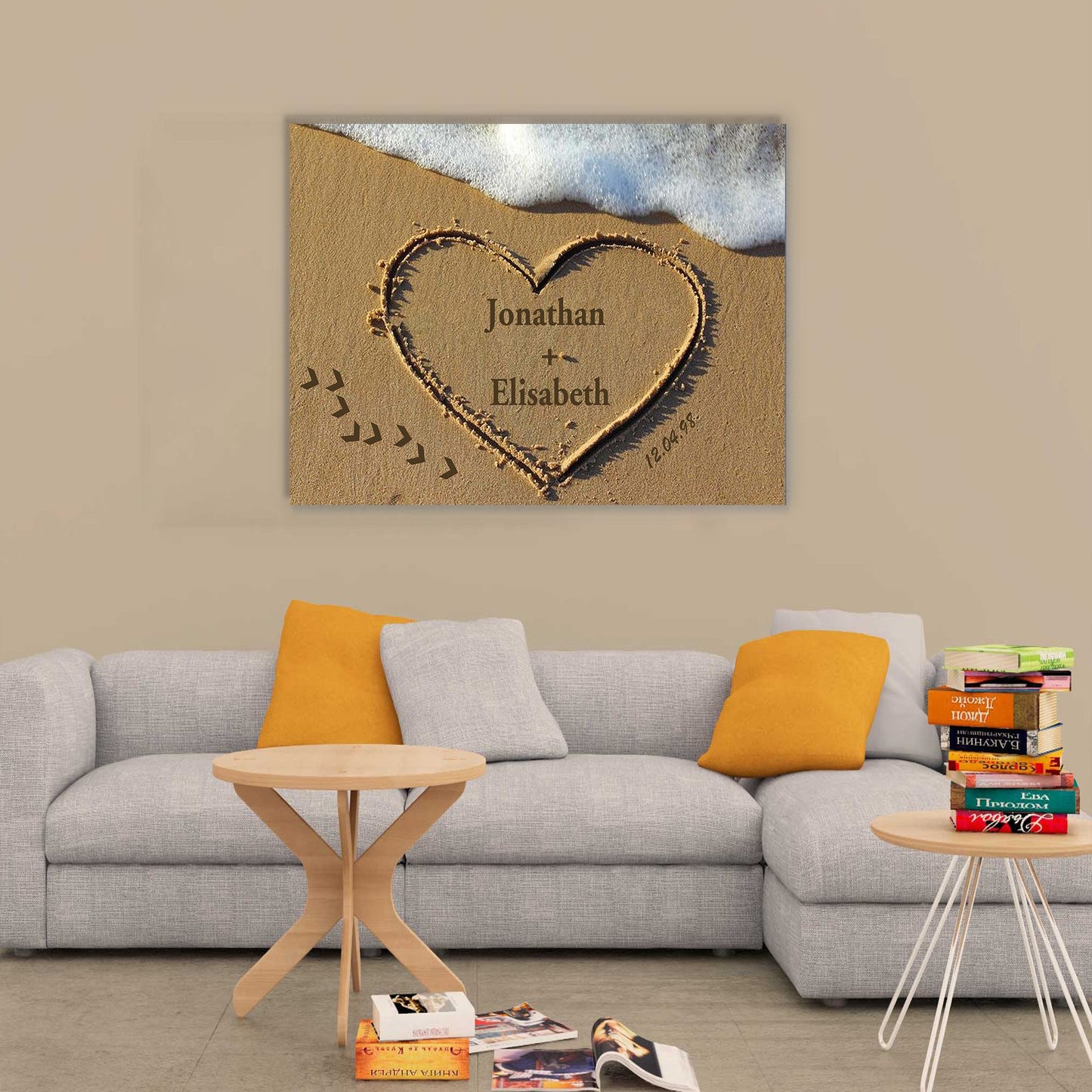 Beach Heart Personalized Wall Canvas