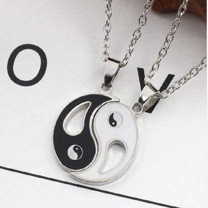 Yin Yang Black & White Couple Necklace