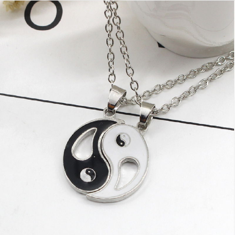 Yin Yang Black & White Couple Necklace