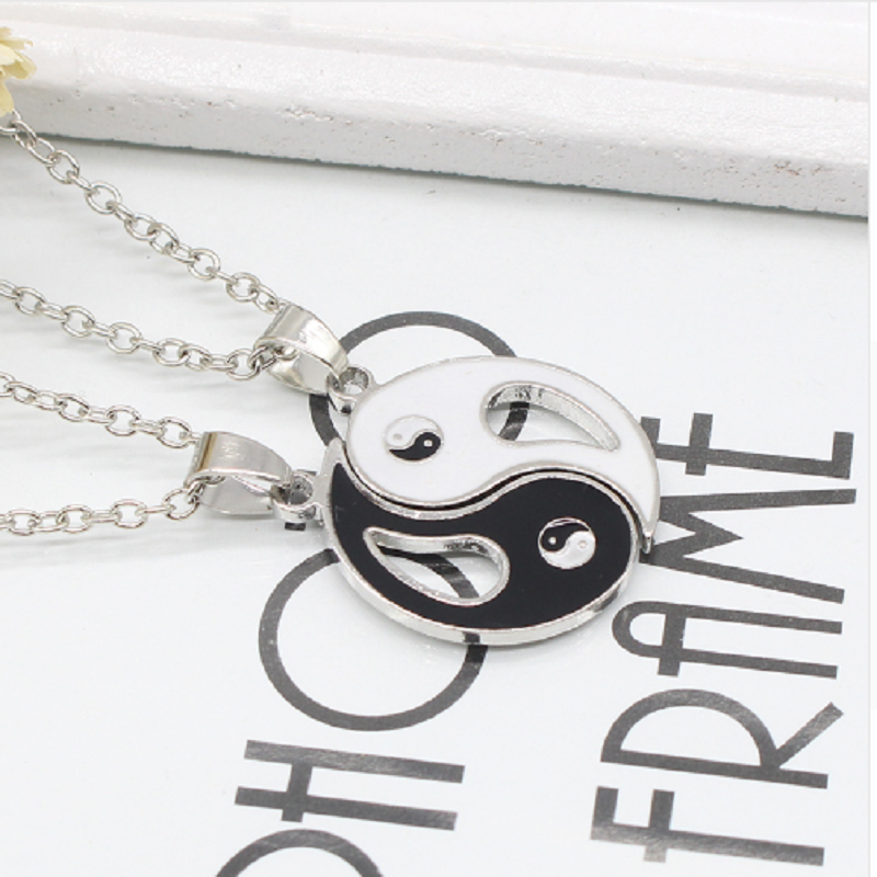 Yin Yang Black & White Couple Necklace