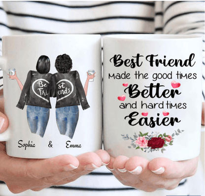 Custom Friendship Mug| Sisters Forever, Choose Name Hairs & Quotes, Personalize Mug For Sister, Mom