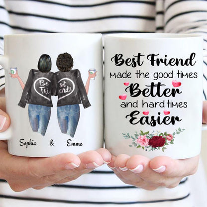 Custom Friendship Mug| Sisters Forever, Choose Name Hairs & Quotes, Personalize Mug For Sister, Mom