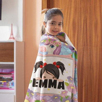 Premium kids With Name Customized Unicorn Blanket for your cute ones