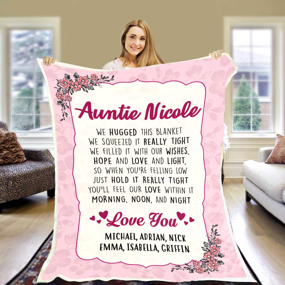 "Love You" Grandma Customized Blanket For Grandma/Grandpa/Mamma/Papa/Auntie