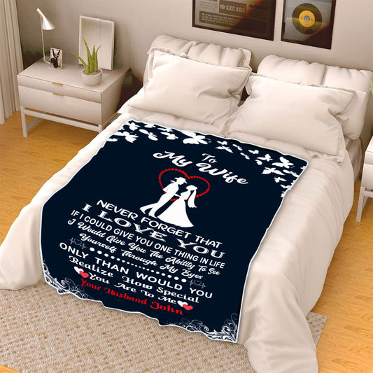 Customized "I Love You" Fleece Blanket For Wife