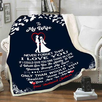 Customized "I Love You" Fleece Blanket For Wife