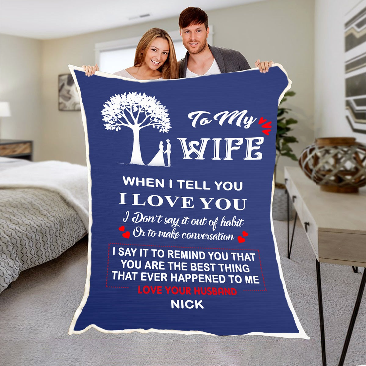 Cozy Personalized "To My Lovely  Wife " Premium Customized Blanket