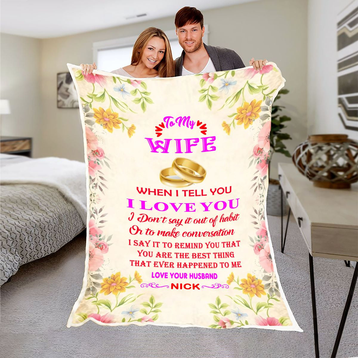 Customized "TO MY WIFE " Premium Blanket