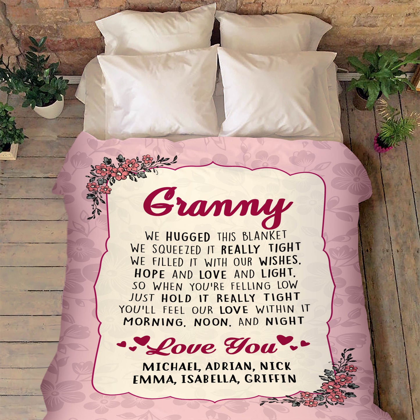 "Love You" Grandma Customized Blanket For Grandma/Grandpa/Mamma/Papa/Auntie