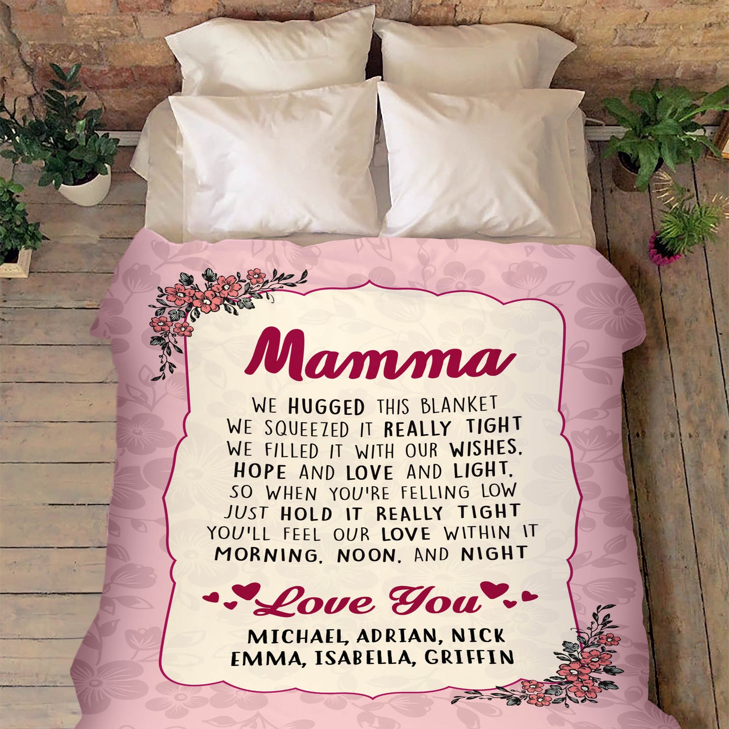 "Love You" Grandma Customized Blanket For Grandma/Grandpa/Mamma/Papa/Auntie