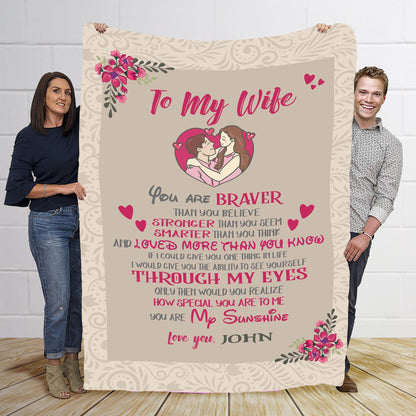 "To My Wife" Personalized Blanket