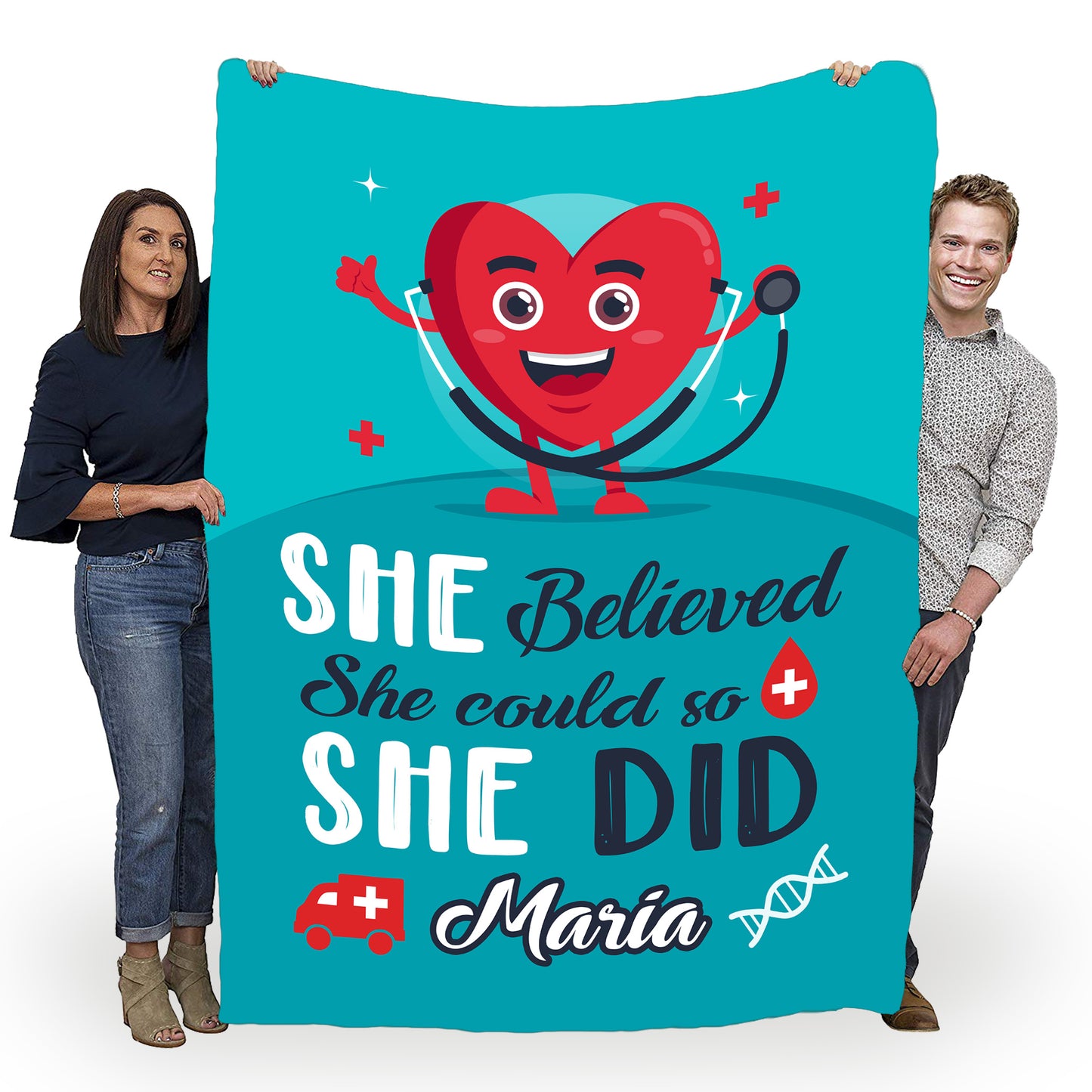 "She Believed She Could So She Did" Customized Blanket For Nurse