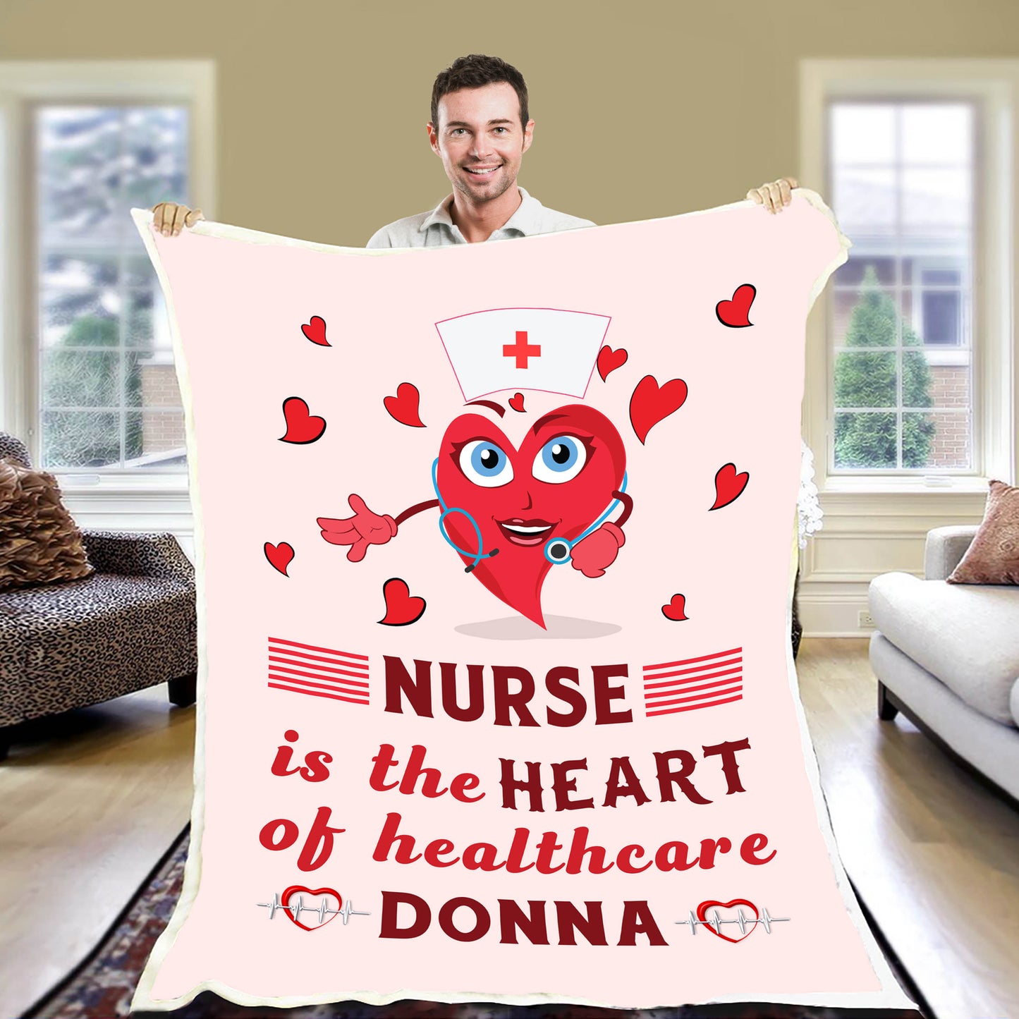 "Nurse Is The Heart Of Healthcare" Customized Blanket