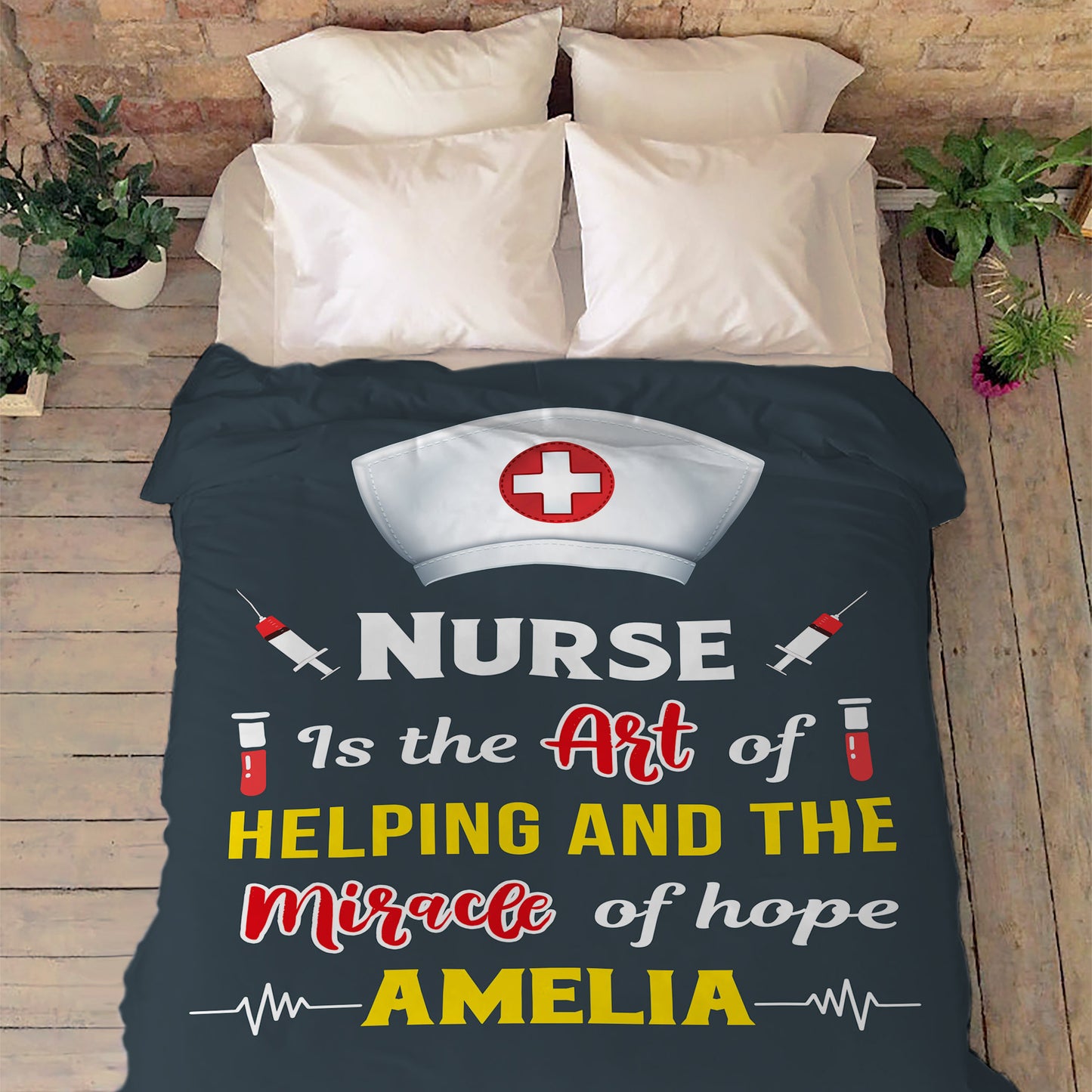 "Nurse Is The Art Of Helping And The Miracle Of Hope" Personalized Blanket