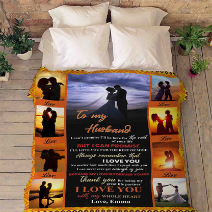 "Thank You For Being My Great Life Partner" Personalized Blanket For Husband