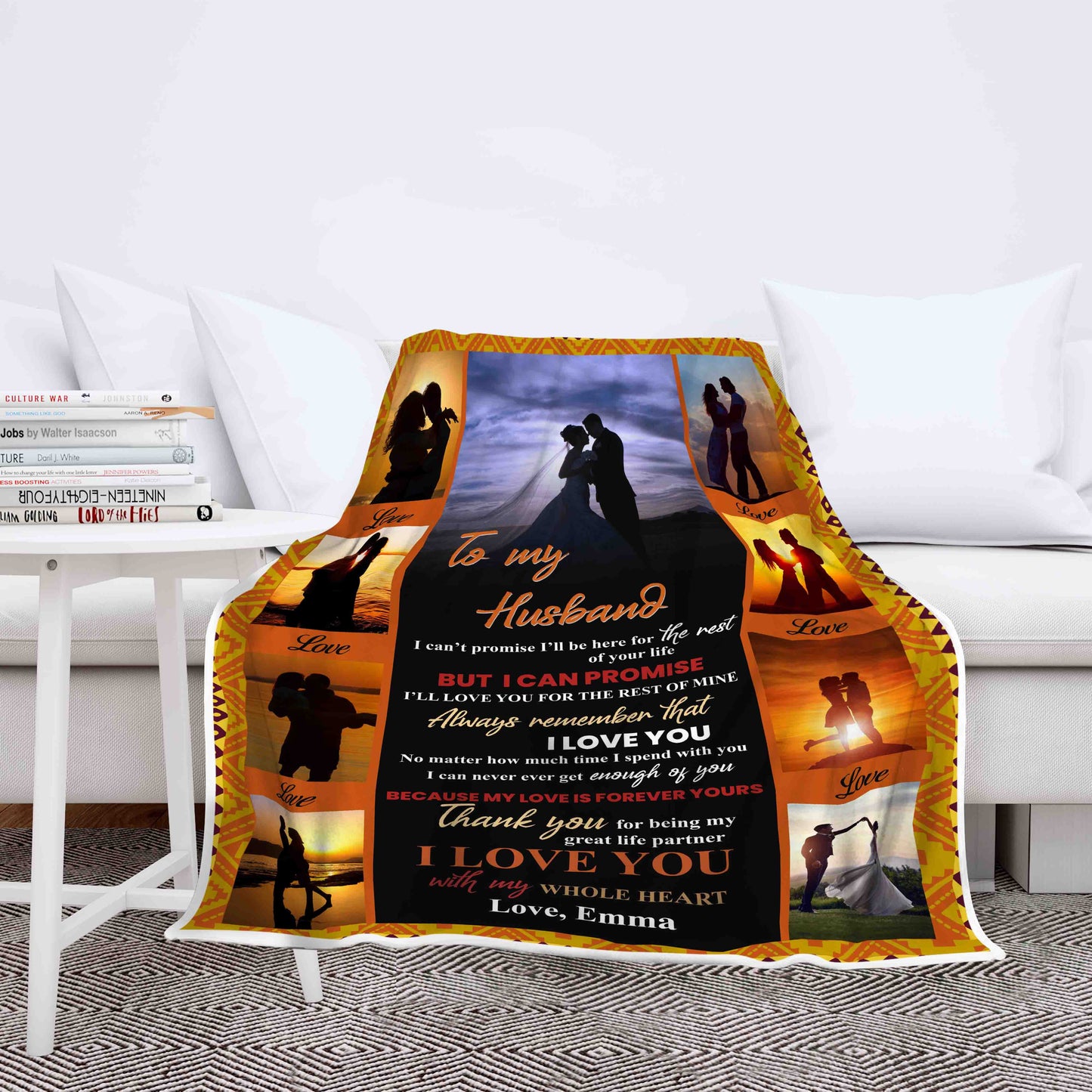 "Thank You For Being My Great Life Partner" Personalized Blanket For Husband