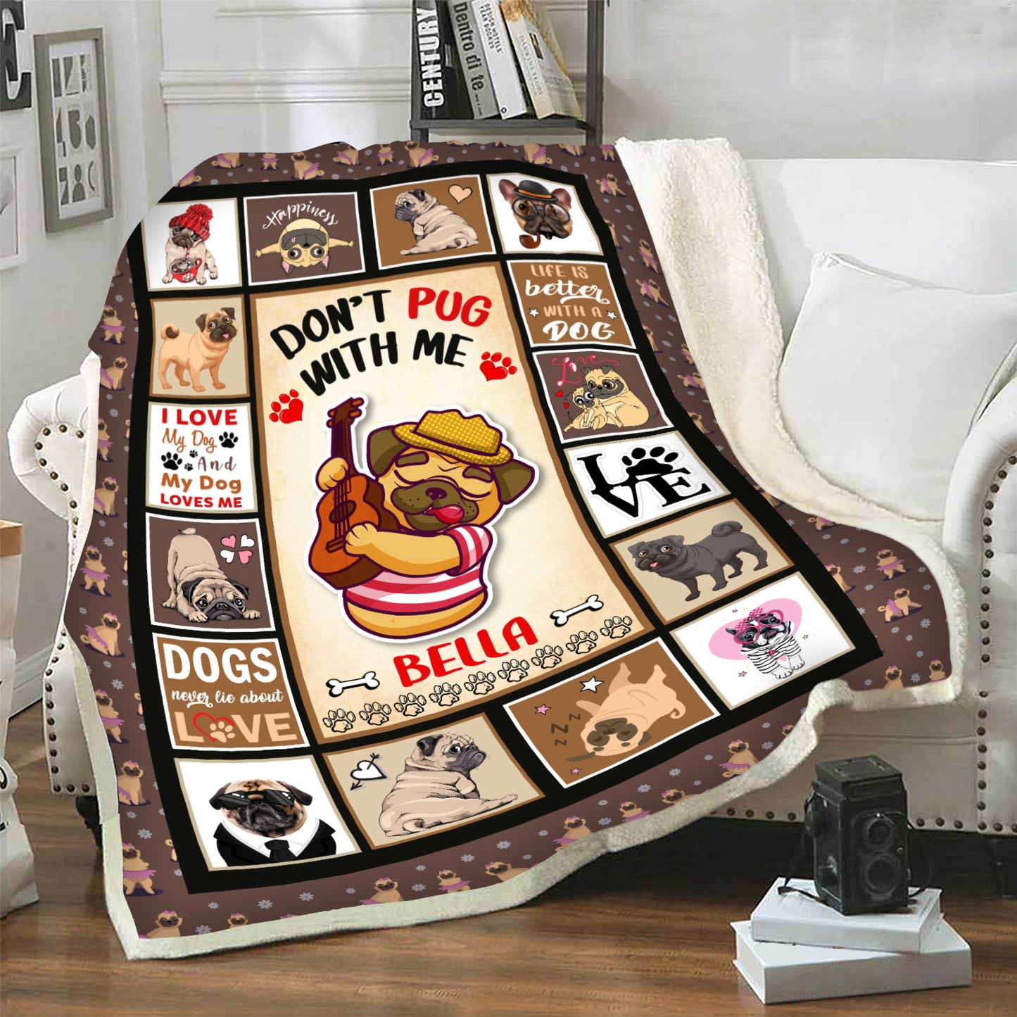 "Don't Pug With Me" Customized Blanket For Dog