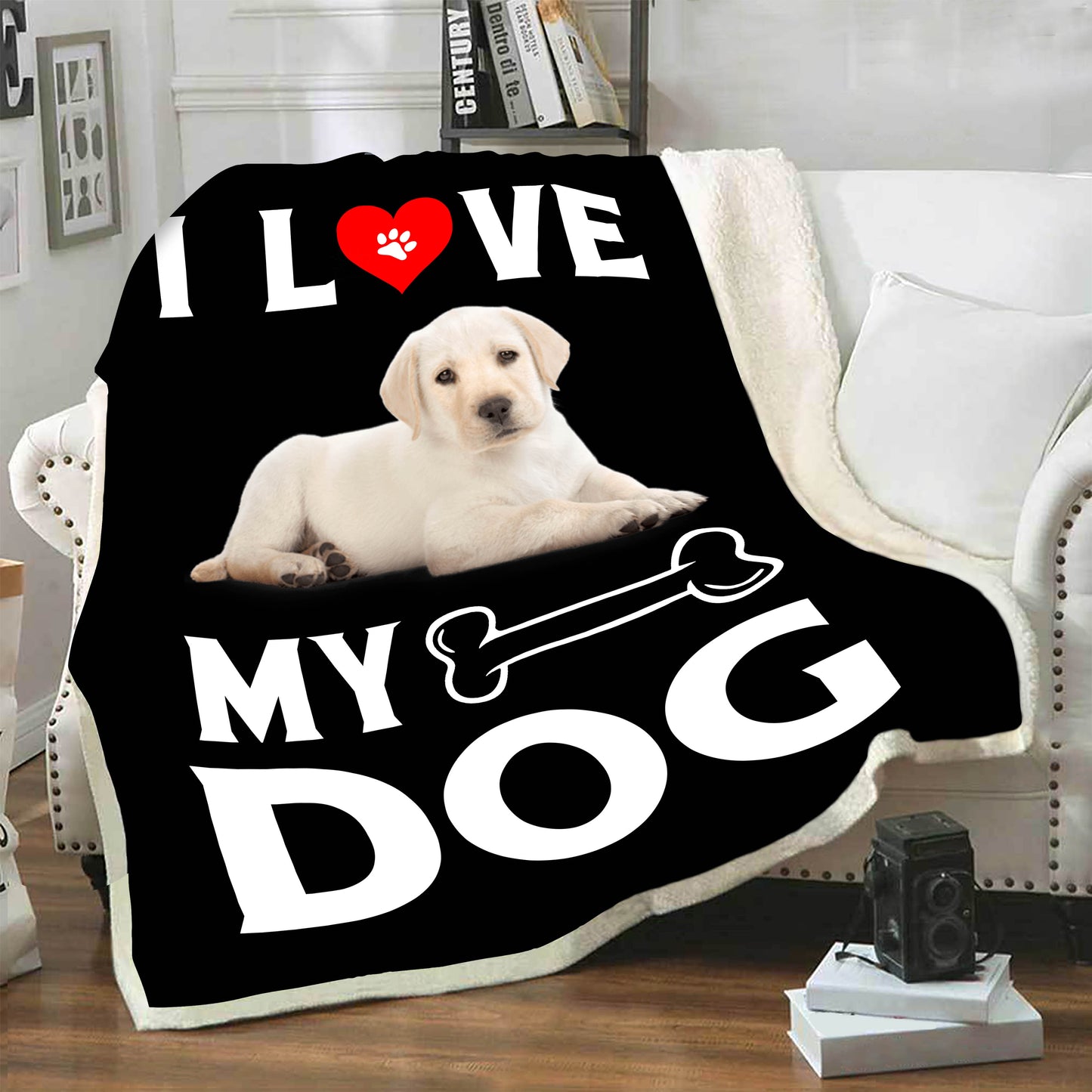 "I Love My Dog" Customized Fleece Blanket