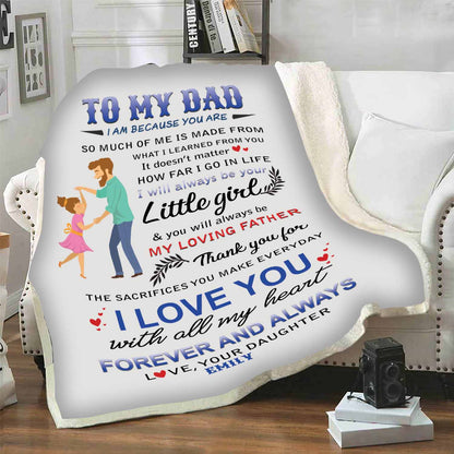 "I Love You With All My Heart" Customized Blanket For Dad