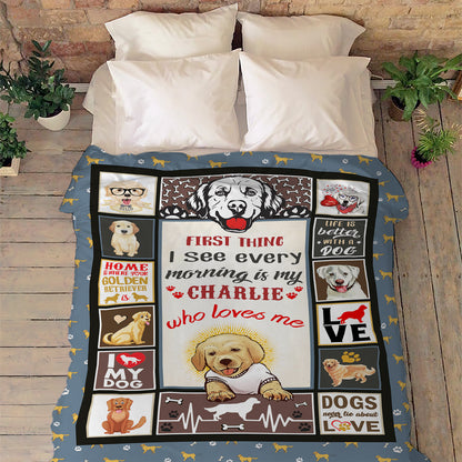 "Home Is Where Your Golden Retriever Is" Personalized Blanket For Your Dog