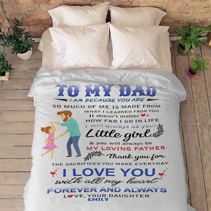 "I Love You With All My Heart" Customized Blanket For Dad