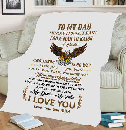 "To My Dad- You Are Appreciated" Customized Blanket For Dad