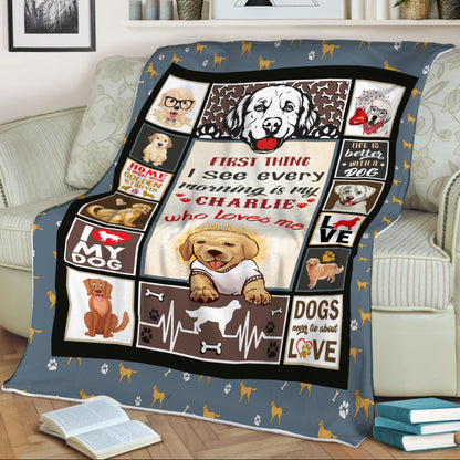 "Home Is Where Your Golden Retriever Is" Personalized Blanket For Your Dog