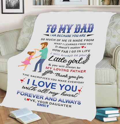 "I Love You With All My Heart" Customized Blanket For Dad