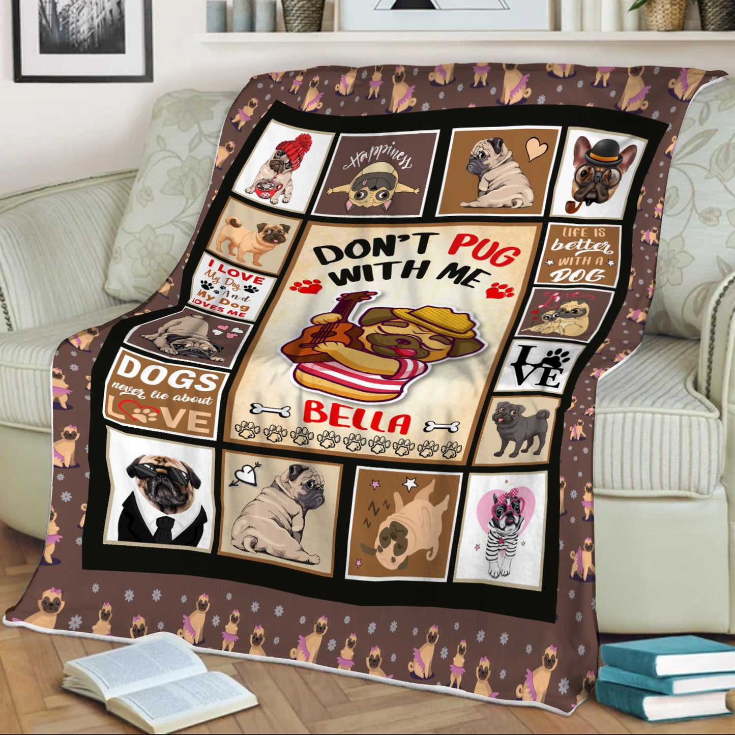 "Don't Pug With Me" Customized Blanket For Dog