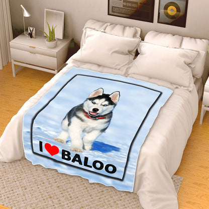 Customized Picture Fleece Blanket For Pet With Name