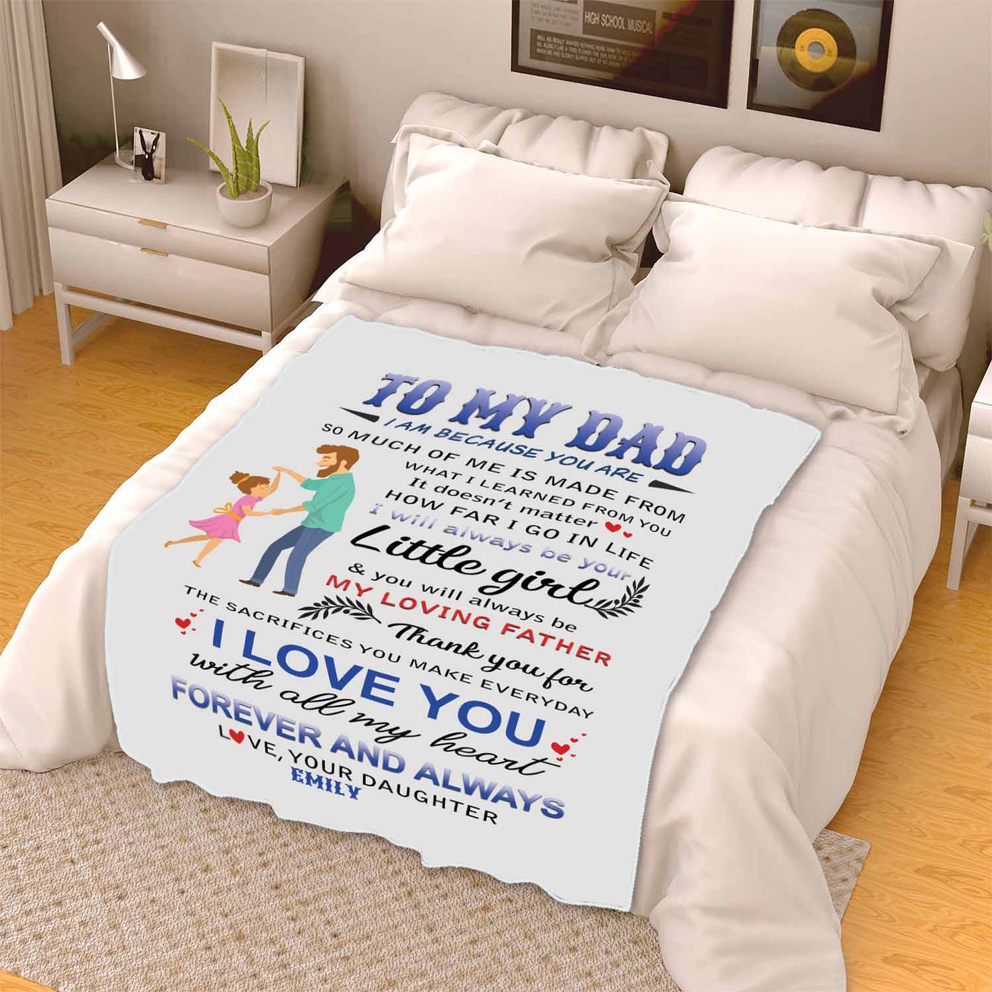 "I Love You With All My Heart" Customized Blanket For Dad