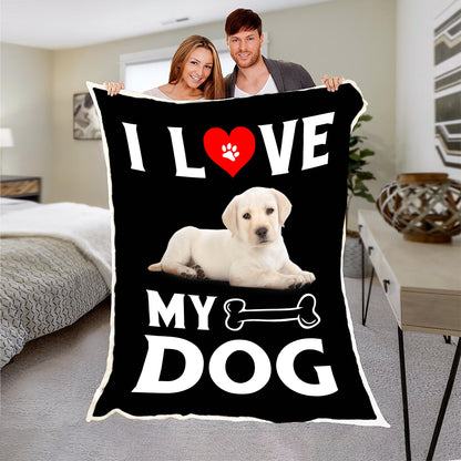 "I Love My Dog" Customized Fleece Blanket