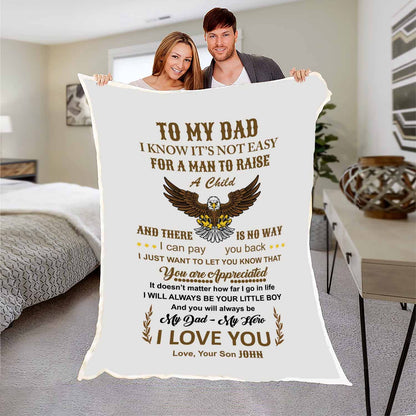 "To My Dad- You Are Appreciated" Customized Blanket For Dad