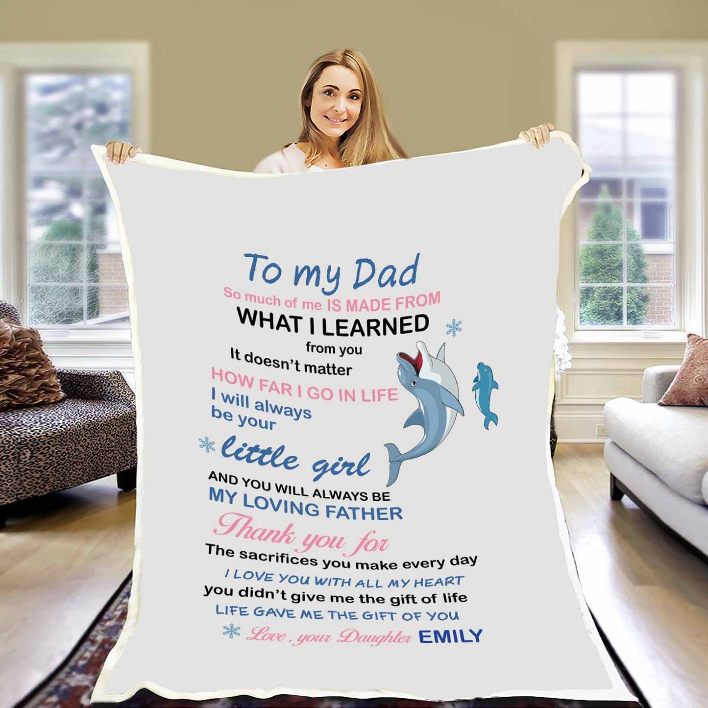 "Life Gave Me The Gift Of You" Customized Blanket For Dad