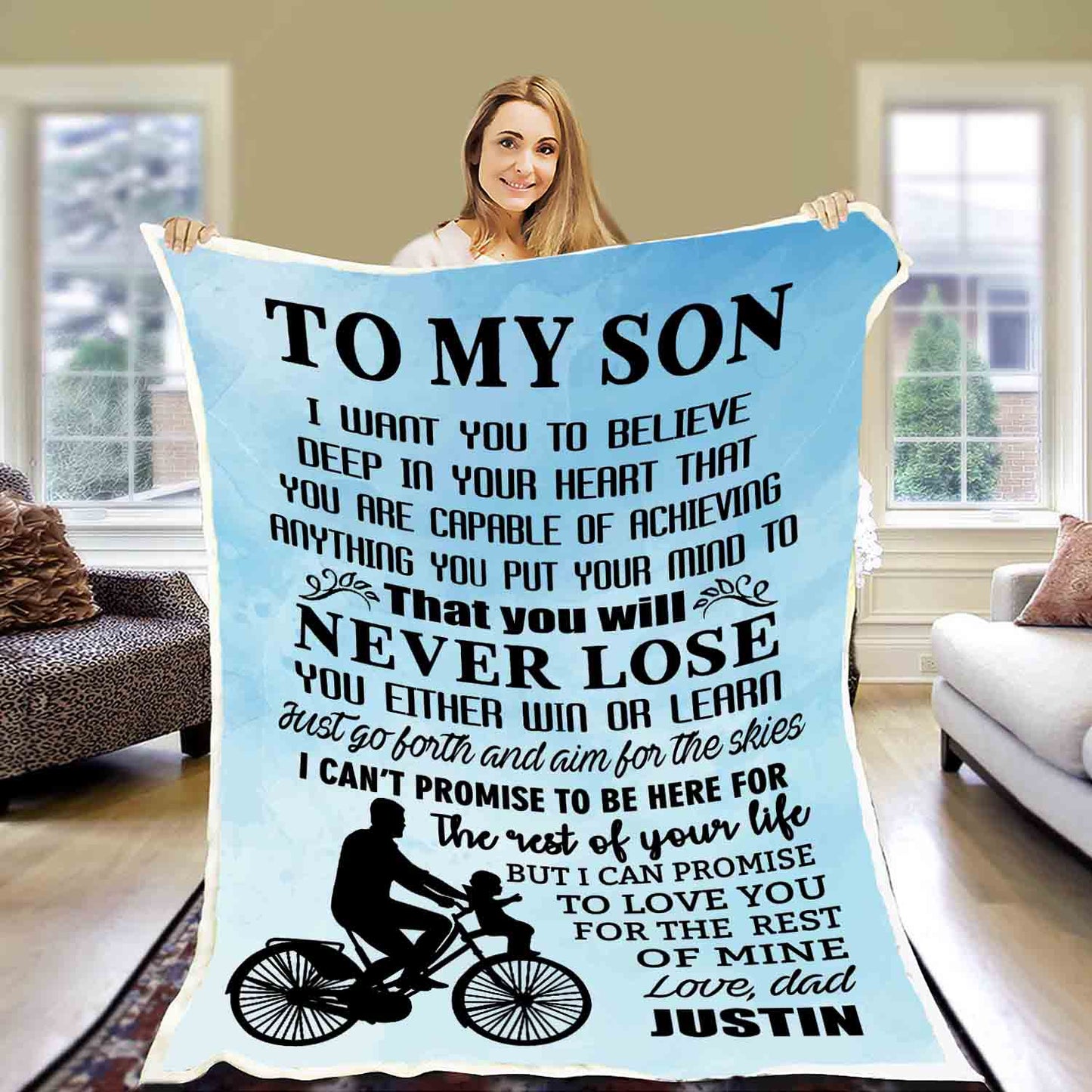 "I Can Promise To Love You For The Rest Of Mine" Customized Blanket For Son