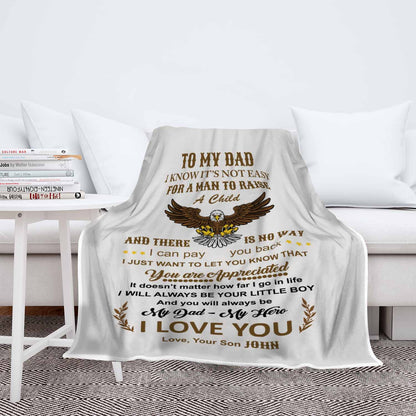 "To My Dad- You Are Appreciated" Customized Blanket For Dad