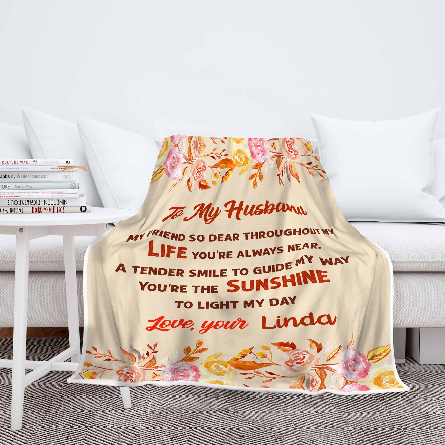 "To My Husband You're The Sunshine To Light My Day" Customized Blanket For Husband