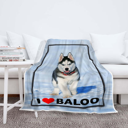 Customized Picture Fleece Blanket For Pet With Name